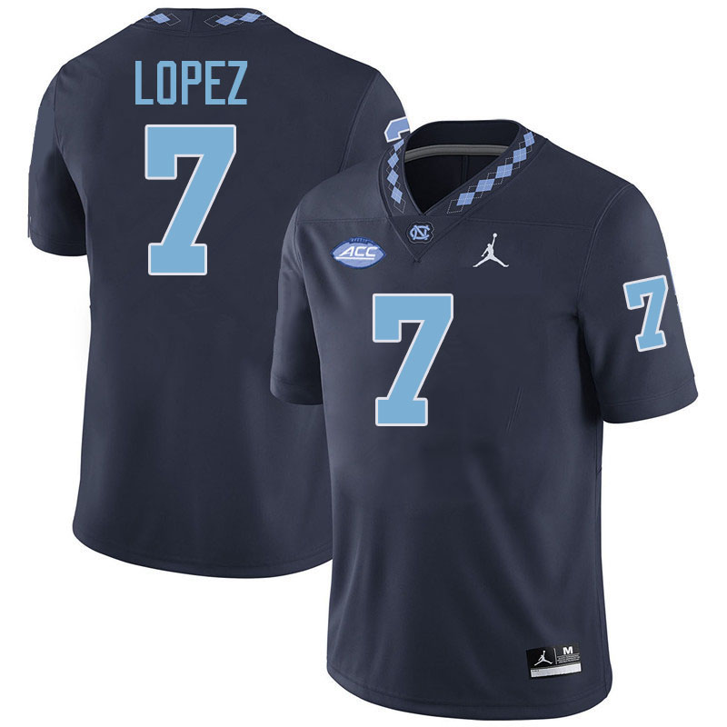 Gio Lopez UNC Jerseys,North Carolina Tar Heels #7 Gio Lopez Football Jerseys-Navy